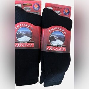 NEW J.B. Field’s Extreme Wool Socks Black | 2-Pair Pack | Unisex Large
